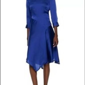 BR asymmetrical midi royal blue dress